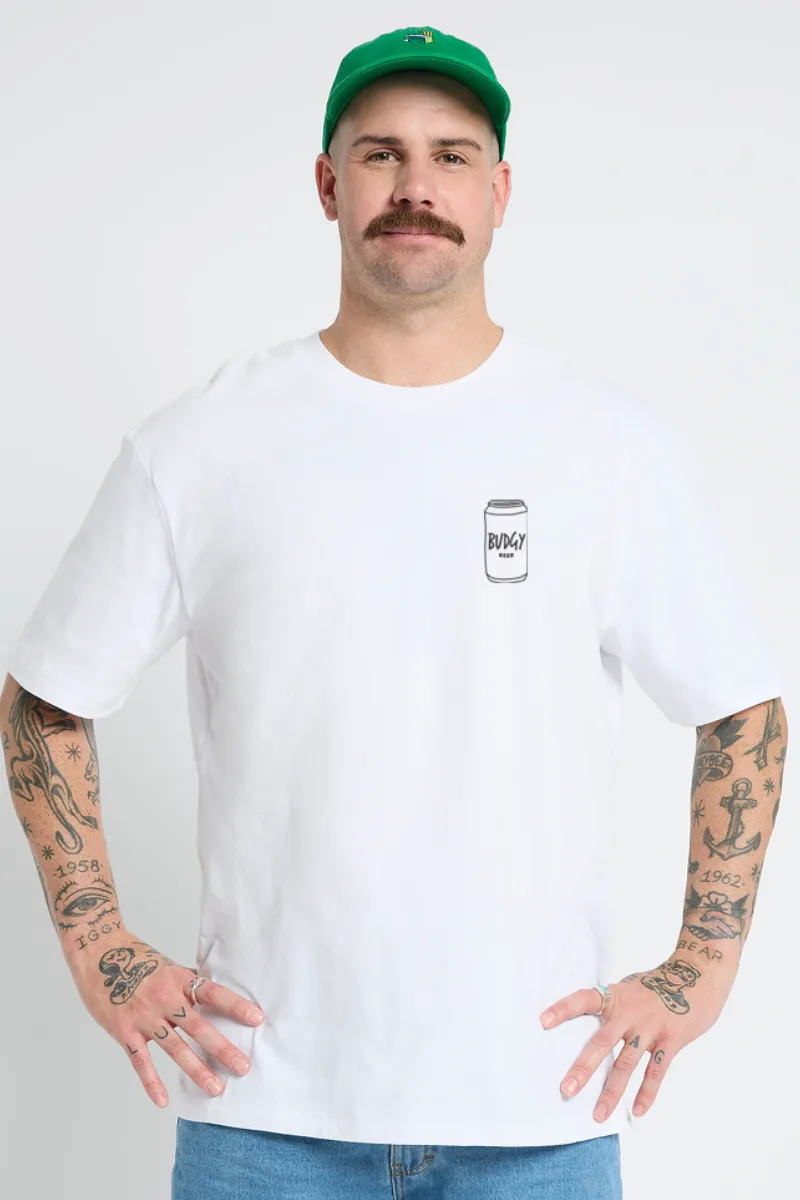 White Tee in Rose Beers