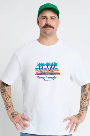 White Tee with Vintage Travel Palm Tee