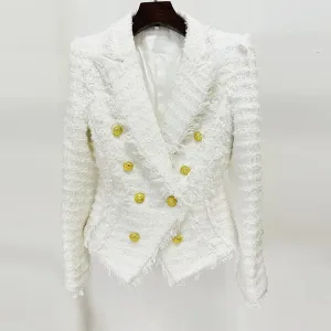 White Woolen Blazer Jacket
