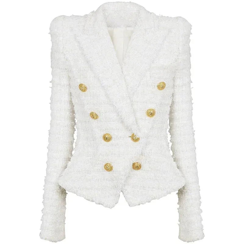 White Woolen Blazer Jacket