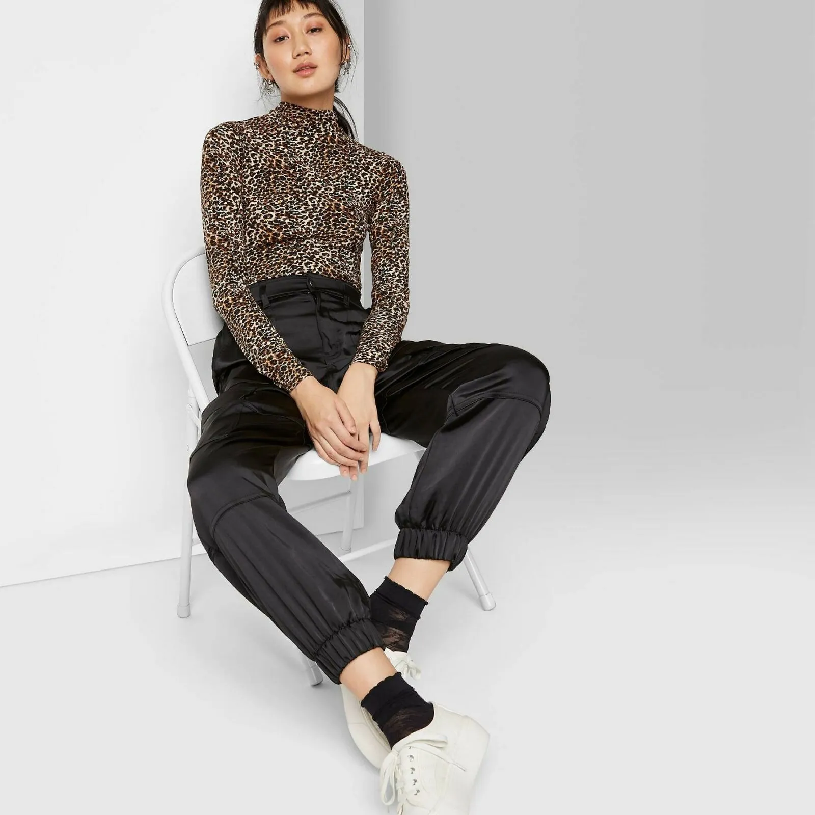 Wild Fable Women's High Rise Satin Cargo Pants