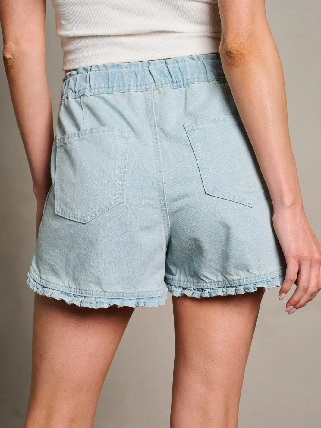 WOMEN'S BUTTON CLOSURE POCKETS DENIM MINI SHORTS