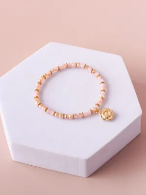 WOMEN'S FASHION ASSORTED COLORS BEADS FLOWER BRACELET