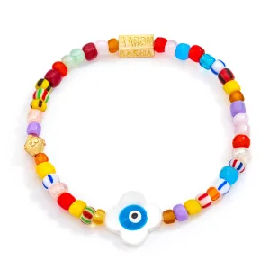 Women's Flower Eye Beaded Stretch Bracelet