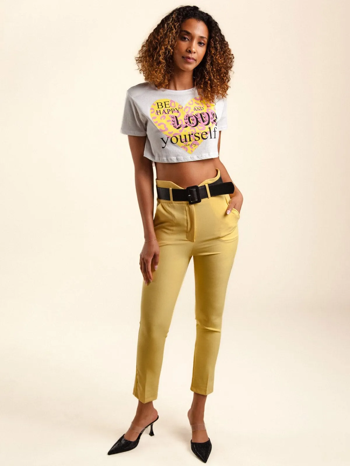 WOMEN'S FRONT POCKETS BELTED PANTS