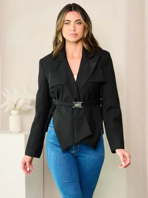 WOMEN'S LONG SLEEVE BELTED BLAZER