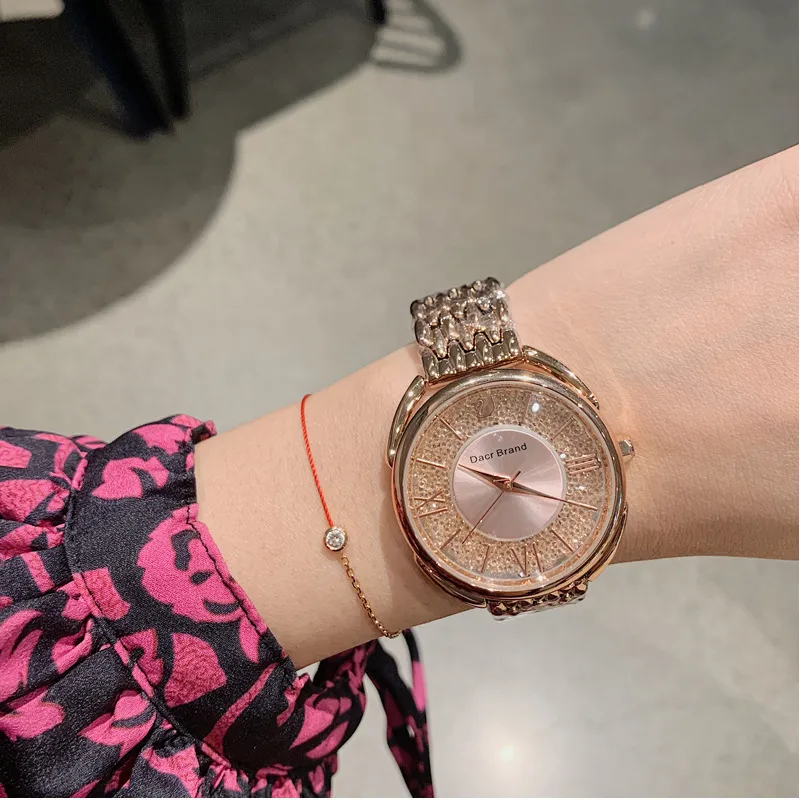 Women's Watch Roman Scale diamond large dial Stainless Steel strap elegant watch