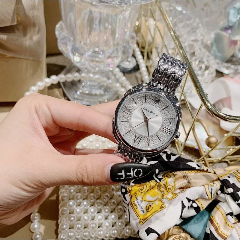 Women's Watch Roman Scale diamond large dial Stainless Steel strap elegant watch