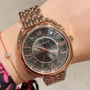 Women's Watch Roman Scale diamond large dial Stainless Steel strap elegant watch