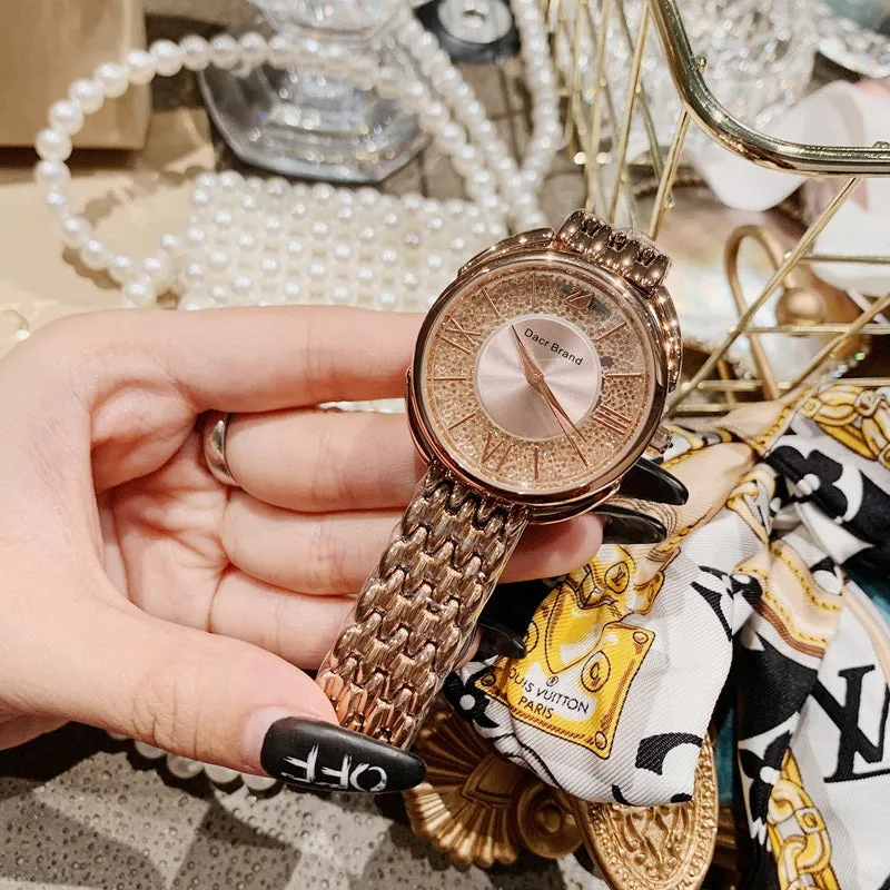 Women's Watch Roman Scale diamond large dial Stainless Steel strap elegant watch