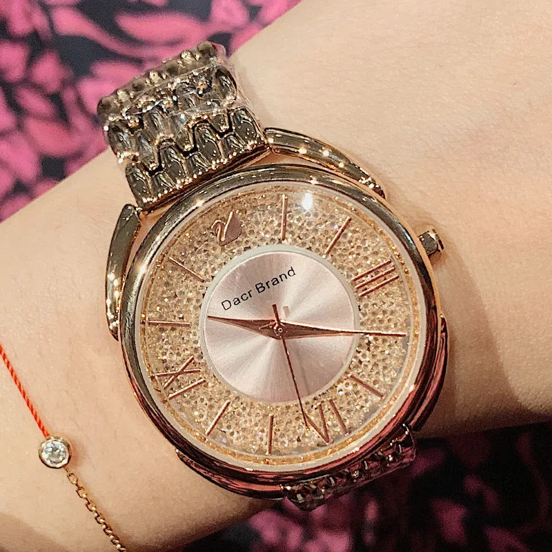 Women's Watch Roman Scale diamond large dial Stainless Steel strap elegant watch