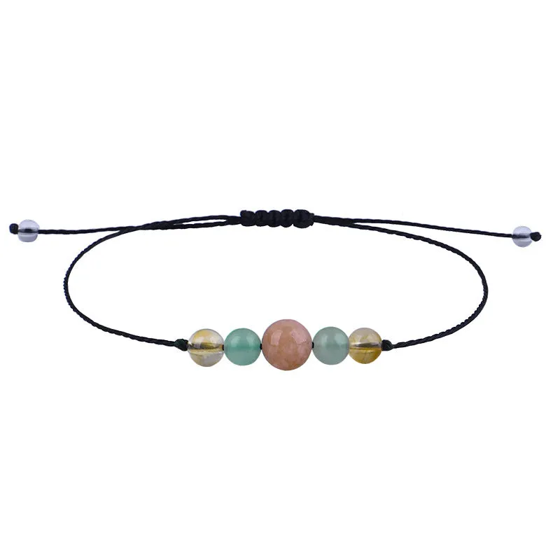 Yellow & Pink Quartz Beaded Adjustable Bracelet