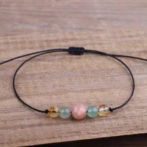 Yellow & Pink Quartz Beaded Adjustable Bracelet