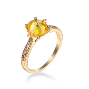 Yellow Crystal & Gold-Plated Ring