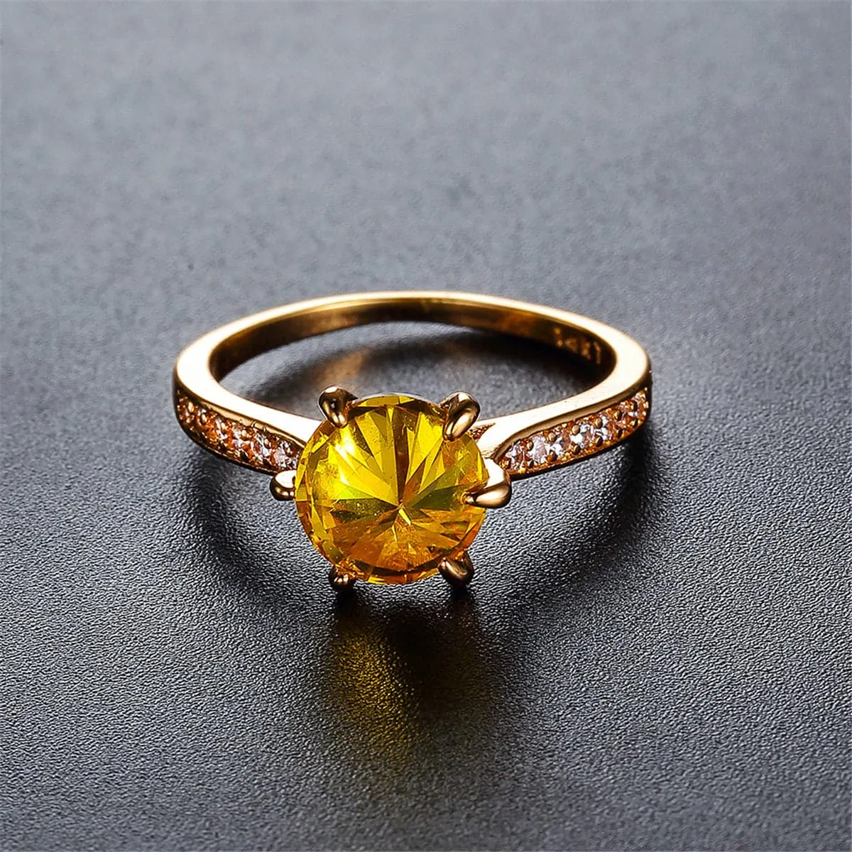 Yellow Crystal & Gold-Plated Ring