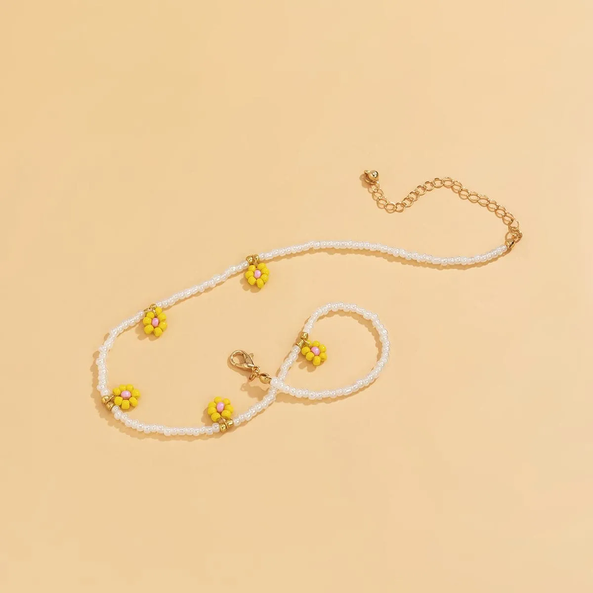 Yellow Howlite & 18K Gold-Plated Mum Beaded Station Choker Necklace