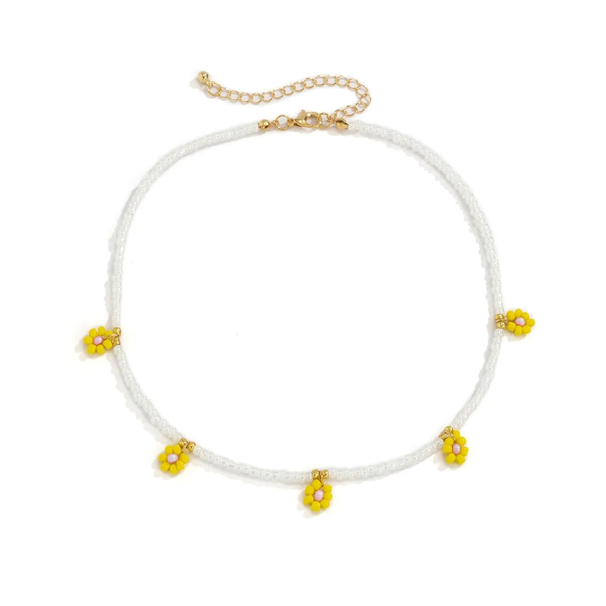 Yellow Howlite & 18K Gold-Plated Mum Beaded Station Choker Necklace
