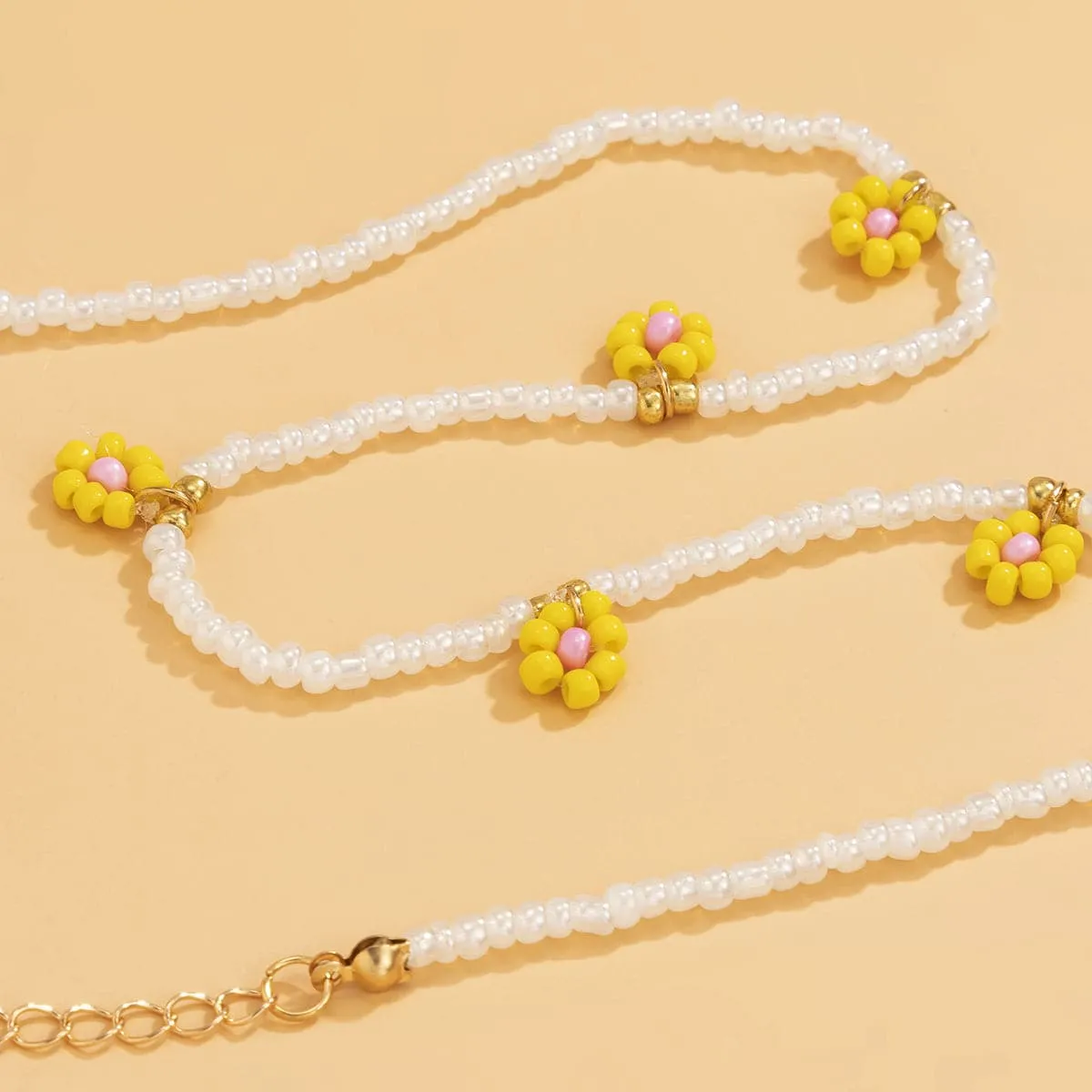 Yellow Howlite & 18K Gold-Plated Mum Beaded Station Choker Necklace