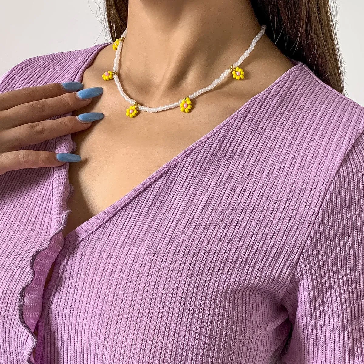 Yellow Howlite & 18K Gold-Plated Mum Beaded Station Choker Necklace