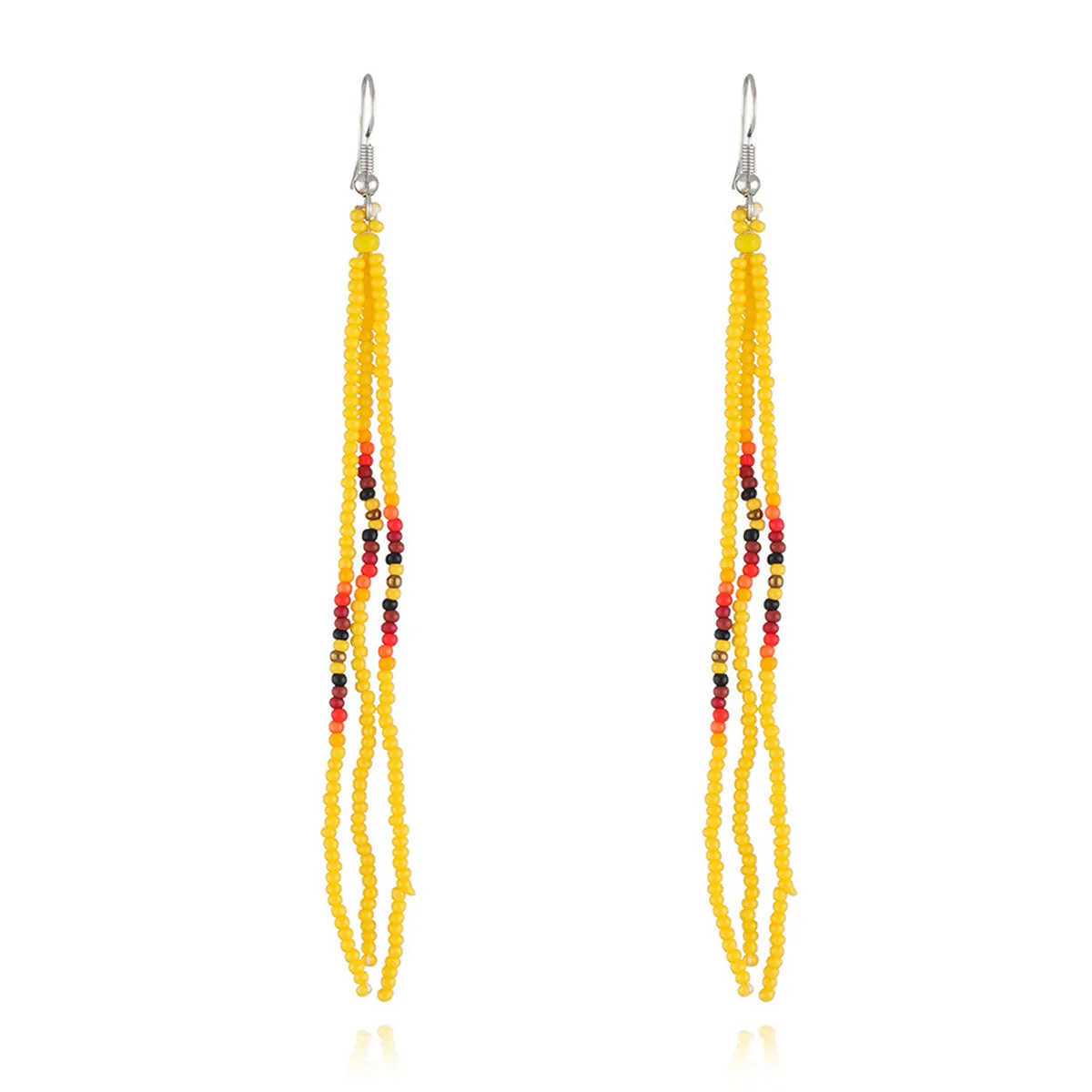 Yellow Howlite & Silver-Plated Tassel Drop Earrings