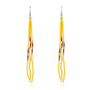 Yellow Howlite & Silver-Plated Tassel Drop Earrings